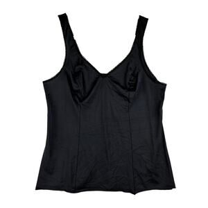 Vintage Lorraine Nylon Slip Tank Women 38 Black Lace Trim Sexy Lingerie Camisole
